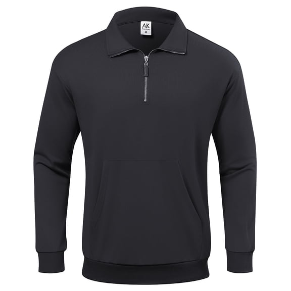 Men's Quarter Zip Pullover Casual Lightweight Sweatshirt with Long Sleeve Black