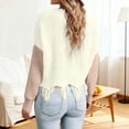 thumbnail image 5 of Karight Off The Shoulder Crop Sweaters for Women Color Block Loose Knitted V Neck Long Sleeve Pullover Ripped Sweater Tops, 5 of 9