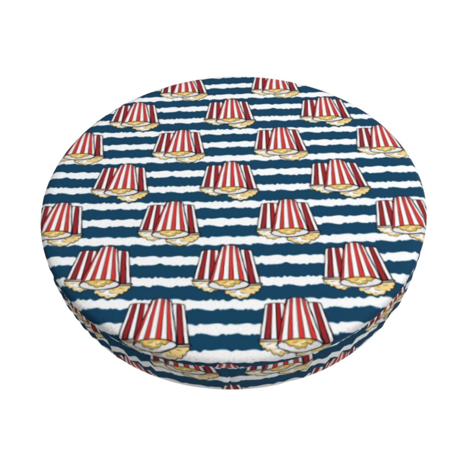 Easygdp Popcorn Print Easy To Install Bar Stool Covers&Stool Covers Round&Elastic Stool Cover, Barstool Covers,Washable&Bottom With Elastic Edge-12 inch