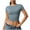 Gray-02, variant on Short Sleeve Shirts for Women Round Neck Basic Double Lined Tees Fitted Crop Tops