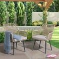 thumbnail image 3 of JOIVI Outdoor Dining Chairs Set of 2, Wicker Patio Chairs with Metal Frame, Rattan Indoor-Outdoor Chairs with Armrest and Seat Cushions, Tan, 3 of 8