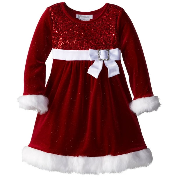 Bonnie Jean Bonnie Jean Girls Christmas Dress Red Sequined 2T