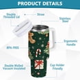 thumbnail image 2 of Yayeee 40oz Stainless Steel Tumbler with Straw and Handle Double-Wall Insulated Travel Water Bottle, Green Christmas Trees, 2 of 8
