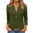 thumbnail image 2 of ClodeEU Womens Shirts， Long Sleeve V Neck Tee，Soft Casual T-Shirts Army Green,Womens Plus XXXL, 2 of 6