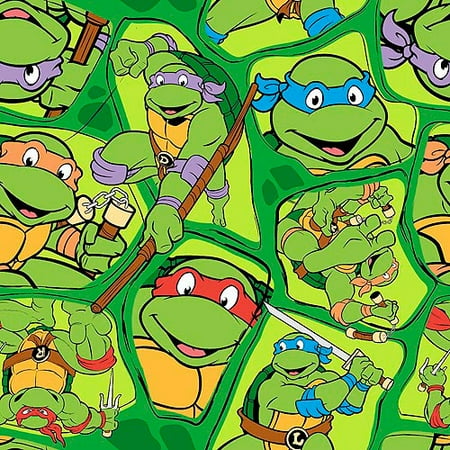 Springs Creative Nick TMNT Retro Heroes In A Half Shell Toss Fabric by the Yard