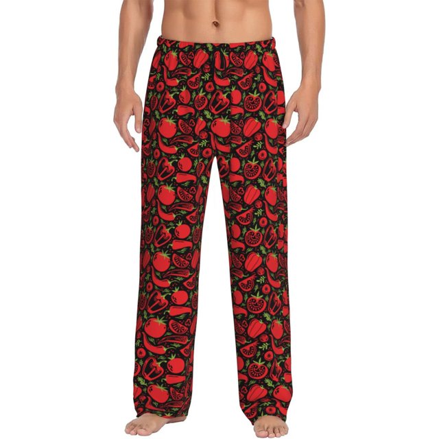 Balery Tomatoes And Chili Pantalones de pijama para hombre, pijama ultraligero, pantalón de descanso-3X-Large