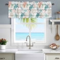thumbnail image 4 of Teal Sea Turtle Starfish Window Valance for Kitchen, Summer Beach Coral Shell Board Rod Pocket Short Curtain for Small Windows, Light Filtering Decorative Valance, 54 x 18 Inch, 4 of 9