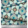 thumbnail image 2 of Soimoi Green Rayon Fabric Square Geometric Print Fabric by the Yard 56 Inch Wide, 2 of 3