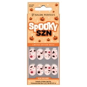 Salon Perfect Halloween Fall Artificial Fake Press On Nails, 396 Spooky Season Emoji, Square Short, File, Glue and Prep Pad Included, 30 Nails