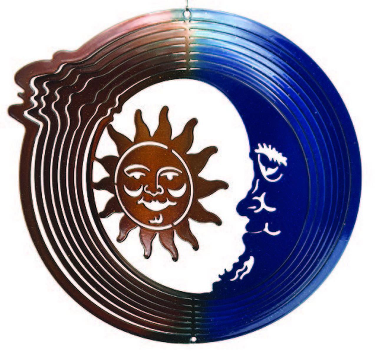 Garden Wind Spinner Medium Sun Moon Blue Copper Wind Spinner by Next Innovations