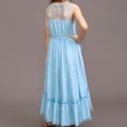 thumbnail image 4 of Girls Sleeveless Sequin Tulle Maxi Dress - Mesh Yoke Ruffle Hem Flowy Party Dress for Kids 6-12 Sky Blue 110, 4 of 6