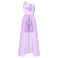 thumbnail image 5 of Hansber Sequin Romper Dress One Shoulder Sleeveless Flower Girls Wedding Party Pageant Gowns Lavender 14, 5 of 7