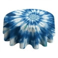 thumbnail image 4 of Blue White Tie Dye Spiral Pattern Round Tablecloth 60"x60",Wrinkle Wipeable Table Cloth for Kitchen Dining Room Picnic Patio Party, 4 of 6