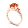 thumbnail image 2 of 1.71 ct Round Cut Simulated Red Diamond Solitaire with Simulated Diamond Accents 18K Rose Gold Womens Engagement Ring, 2 of 5