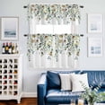 thumbnail image 2 of Eucalyptus Leaves Kitchen Curtains Sets for Windows 36 Inch Length, White Daisy Spring Floral Summer Botancial Rod Pocket Window Treatments Tier Curtains and Valances Set for Bedroom/Bathroom, 2 of 8