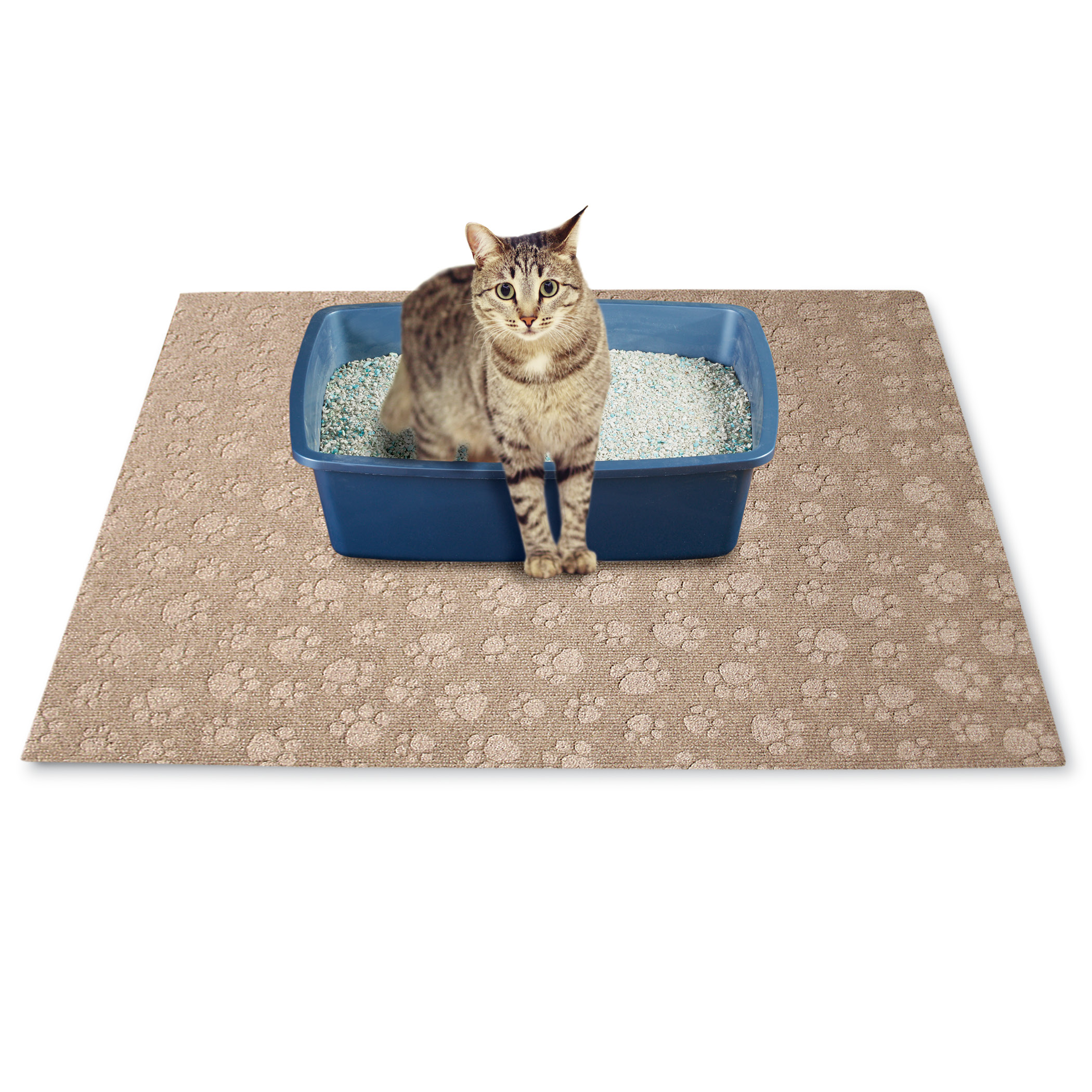 Premium Paw Print Textured Cat Litter Trapping Mat with Waterproof