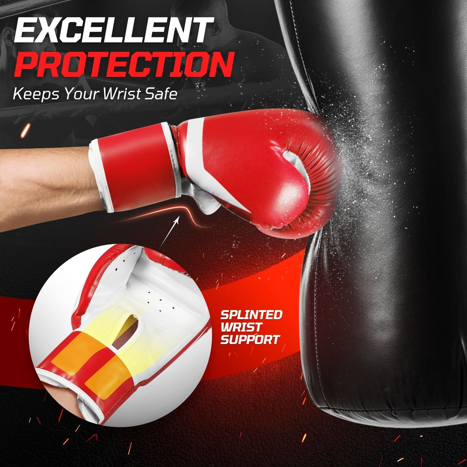 10 oz Boxing Sparring Training Gloves for Men, Youth, and Women, Boxing Gloves Punching Bag Gloves 10 Ounce for KickBoxing, MMA, Muay Thai, Training, Sparing, Bagwork with Wrist Wrap, Red