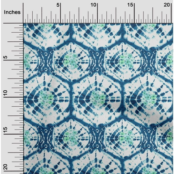 oneOone Cotton Poplin Twill Dark Navy Blue Fabric Geometric & Floral Shibori Fabric For Sewing Printed Craft Fabric By The Yard 56 Inch Wide