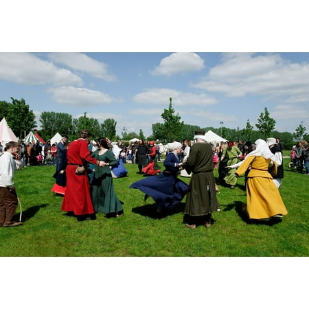 LAMINATED POSTER Medieval Market Dance Garments Costumes Meadow Poster Print 24 x 36