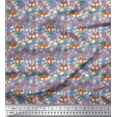 thumbnail image 1 of Soimoi Tissu Poly Georgette Feuilles & Fox Face Imprimé Dessin Animé 1 Yard 52 Pouces de Large, 1 of 3