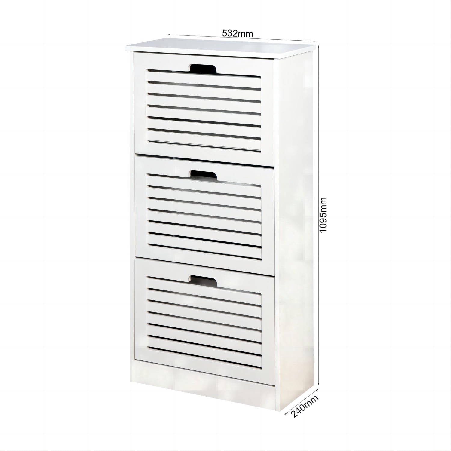 DEALTOPS Shoe Cabinet with Doors and Drawers, Free Standing Wooden Shoe Cabinet for Entryway - White