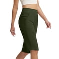 thumbnail image 7 of Womens Bermuda Long Shorts Knee Length Capris Pull on Petite High Waisted Athletic Shorts with Pockets Summer Stretch Loose Jeggings Dark Green S, 7 of 7