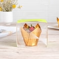thumbnail image 3 of Sweet Vision Rectangle Clear Plastic Cupcake Box - with Handle, Yellow Paper Wrap, Geometric Line Accent - 5" x 3 1/4" x 4" - 100 count box, 3 of 4