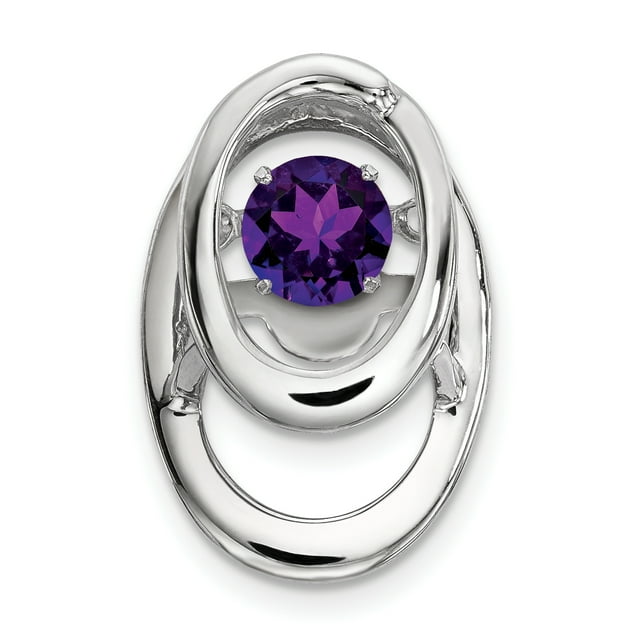 925 Sterling Silver Amethyst Birthstone Vibrant Floating Open Chain Slide Pendant Necklace Charm February