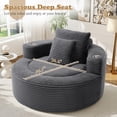 thumbnail image 3 of Muumblus 55" Indoor Round Chaise Lounge with Cup Holders, Oversized Boneless Accent Barrel Chair, Dark Gray Corduroy, 3 of 10