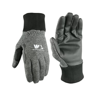 Wells Lamont Fleece Work Gloves for Men, Performance Fleece with PVC Palm, Gray, Size Large