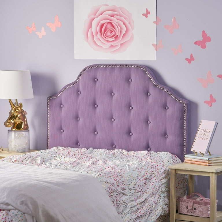 Noble House Kathleen Twin Fabric Tufted Kid's Headboard, Light