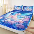 thumbnail image 3 of Manfei Cute Elf Princess Twin Sheet Sets,Kawaii Flowers Floral Twin Fitted Sheet,Pink Blue Flat Sheet For Girls Kids,Microfiber Bedroom Decor,3pcs, 3 of 7