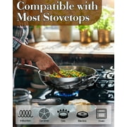 Cooks Standard Wok Pan Stainless Steel, 12-Inch Multi-Ply Clad Stir Fry Pan with Glass Lid, Induction Cookware, Silver