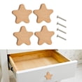 thumbnail image 4 of Tongina 4 Pieces Wooden Cabinet Knobs Furniture Knobs Modern with Screws Drawer Pull Knobs Wood Drawer Knobs for Shelf Kitchen Closet Star, 4 of 6