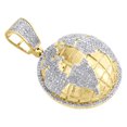thumbnail image 4 of 10K Yellow Gold Diamond 3D Globe Semi Dome World Map Pendant 1.7" Charm 1.36 CT., 4 of 6