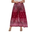 thumbnail image 2 of Beautybatik Maroon Women Wide Leg Palazzo Pants Plus Size Hippie Bohemian Flora Printed 3X, 2 of 5