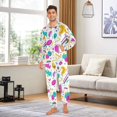 thumbnail image 6 of FORMRS Onesies Pajama for Adults Unisex Hoodie Winter Jumpsuit One Piece Sleepwear, Sizes S-2XL, Purple Abstract Shapes, 6 of 7