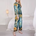 thumbnail image 3 of Rateoe Rustic Blue Vase Blossoms Pattern Womens Pajamas Set Long Sleeve Sleepwear Button Down Nightwear Soft Cotton Pj Lounge Sets-XX-Large, 3 of 7