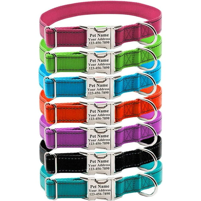 HUGFEGWE Reflective Personalized Dog Collars with Engraving Quick Release Buckle, Custom Pet ID Collar for Cat Small Medium Large Dog CA919-163301