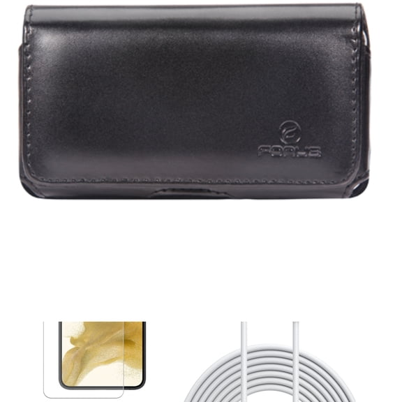 For Samsung Galaxy S21 (6.2") - Swivel Leather Case Belt Clip   Power PD Fast Charger Cord 6ft Long Type-C Cable   Anti-Glare TPU Film Matte Screen Protector