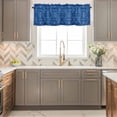 thumbnail image 4 of Bohemian Abstract Blue Floral Window Valance for Kitchen, Boho Tribal Ethnic Geometric Mysterious Flower Rod Pocket Short Curtain for Small Windows, Light Filtering Decorative Valance, 56 x 16 Inch, 4 of 9
