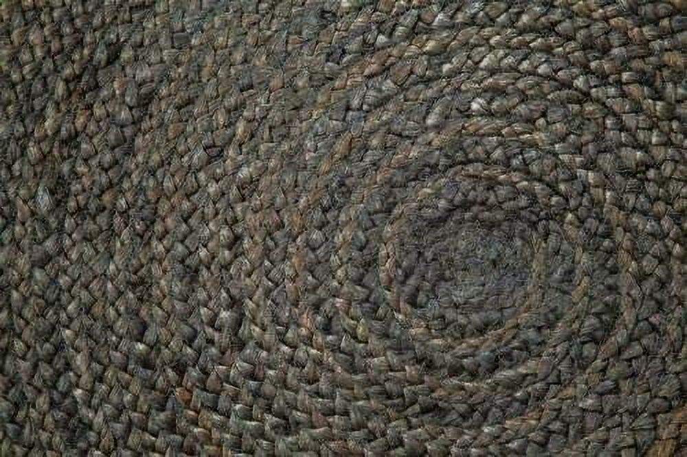 Ripaz Vogue Round Jute Rug Black Dye Hand Braided Farmhouse Jute Area Rug (5x5 Feet Round)