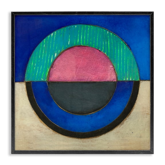 Stupell Industries Blue Toned Distressed Circle Black Framed Giclee Art, design by Matthew Finger