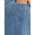 thumbnail image 5 of INSPIRE CHIC Women's Denim Skirt High Waist A Line Elastic Back Waist Casual Knee Length Jean Skirts M Light Blue, 5 of 6