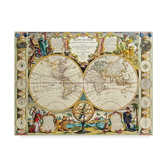 Trademark Fine Art 'French Map Of The World 1755' Canvas Art by Vintage Lavoie