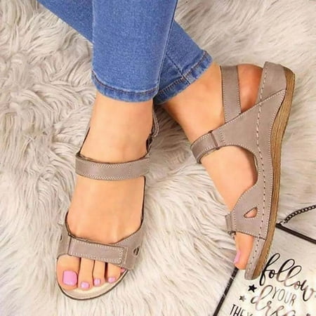 Summer Woman Sandals College Style Ladies Sandals Low Heel Wedge Casual Women Shoes Fashion Leather Shoes for Female