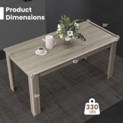 Resenkos Dining Table,Dinner Table, 63 Inch Rectangular Modern Dining Kitchen Table-Light Gray