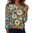 thumbnail image 2 of Yteetum Shirts for Women Long Sleeve Crewneck Floral Printed T Shirt Tops Casual Round Neck Loose Comfy Blouses Fall Winter Outfits, 2 of 8