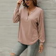 thumbnail image 4 of Tops for Women V Neck Button Down Solid Color Basic Blouse Casual Loose Fit Long Sleeve Summer Fall Tunic Shirts, 4 of 6