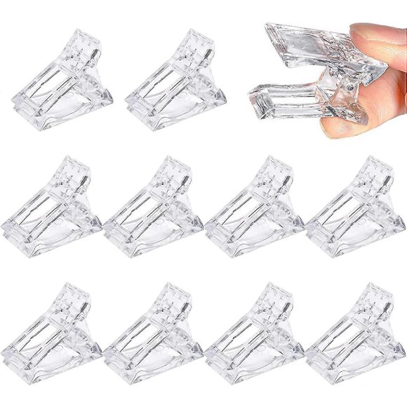 Nail Clips for Polygel Extension, 10 Pcs Poly Gel Nail Tips Clip for Quick Building Polygel, Transparent Finger Extension UV LED Builder Finger Clips